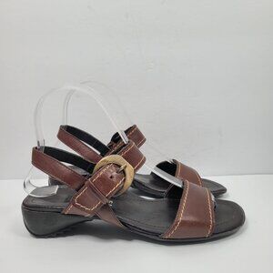 Paul Green Women's Brown Leather Strap Sandals  US Size 3.5